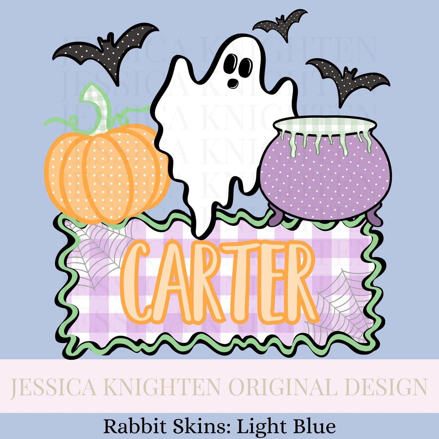 Name Block Halloween PNG Digital Design Trendy File Kid Design Children Prep Girly Plate Front Ghost Gingham Preppy Pink Candy Pumpkin Boy