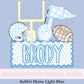 BUNDLE Name Block Football PNG Digital Design Trendy File Kid Design Children Prep Boys Plate Ric Rac Swiss Dot Back Season Best Seller Blue