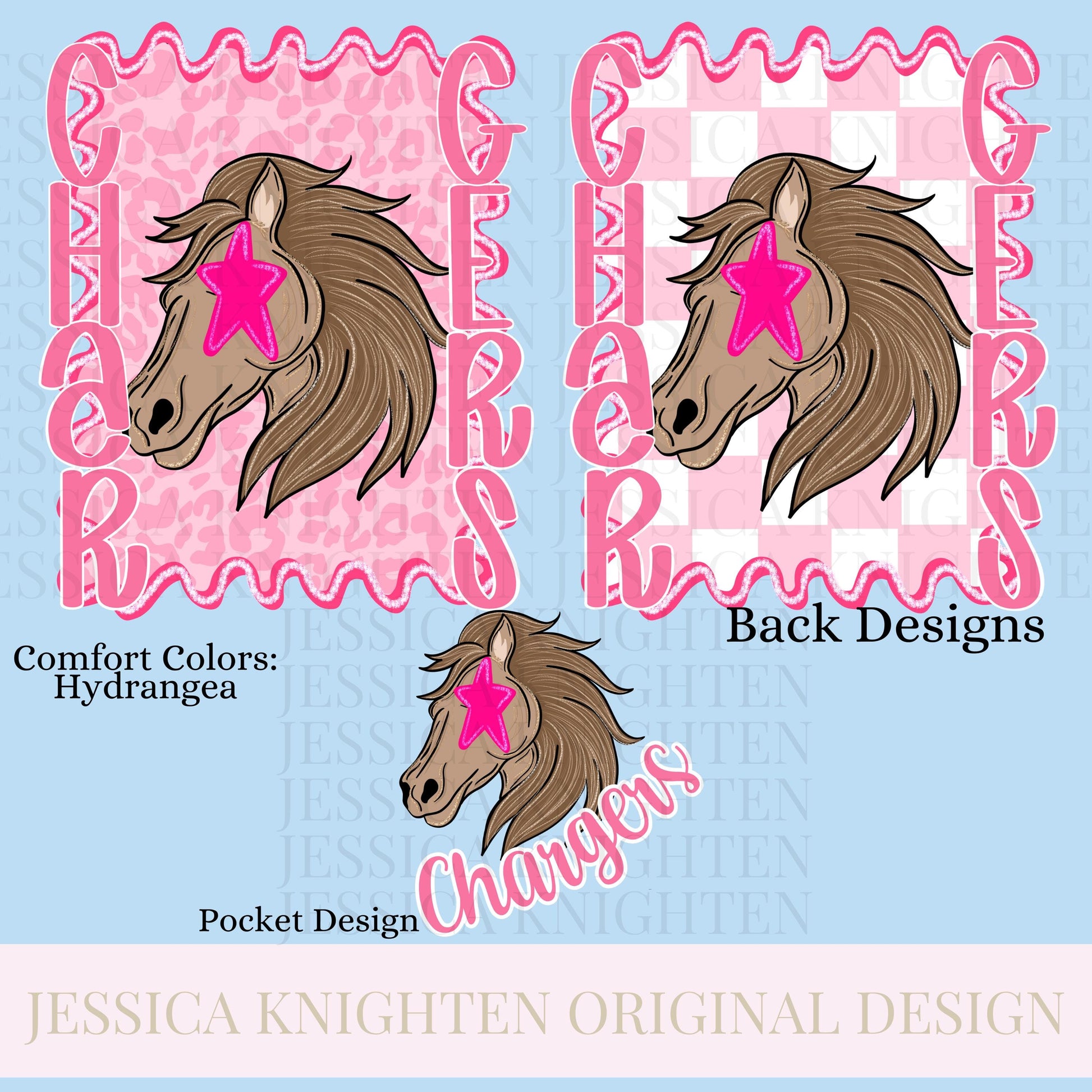 Chargers Preppy Team PNG Transparent Digital Design Football Pink Trendy Mascot Glitter Checkered Cheetah Popular Pocket Back Spirit School