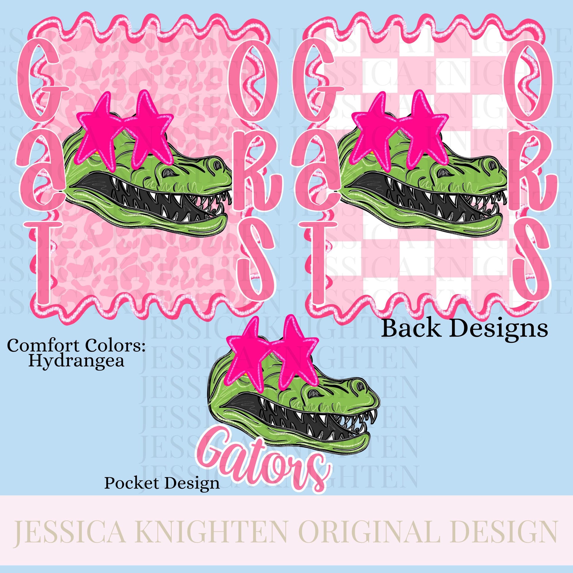 Gators Preppy Team PNG Transparent Digital Design Football Pink Trendy Mascot Glitter Checkered Cheetah Popular Pocket Back Spirit School