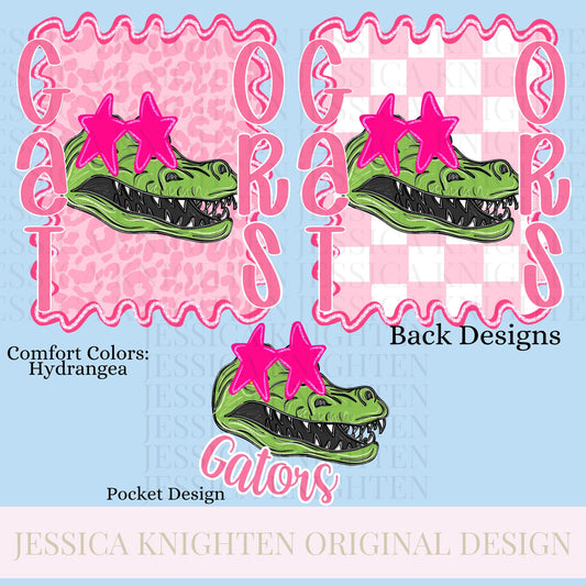 Gators Preppy Team PNG Transparent Digital Design Football Pink Trendy Mascot Glitter Checkered Cheetah Popular Pocket Back Spirit School