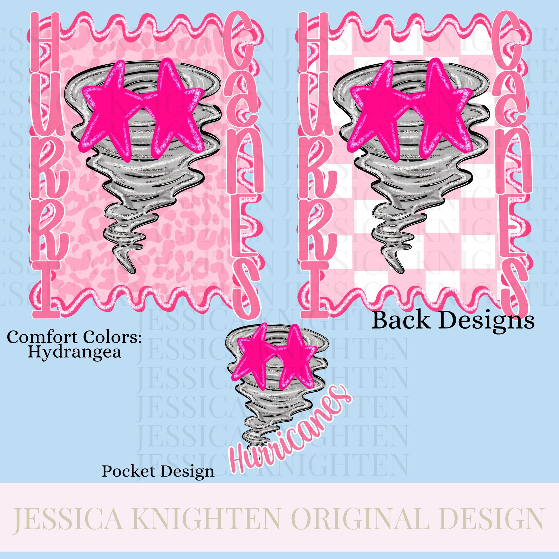Hurricanes Preppy Team PNG Transparent Digital Football Pink Trendy Mascot Glitter Checkered Cheetah Popular Pocket Back Spirit School
