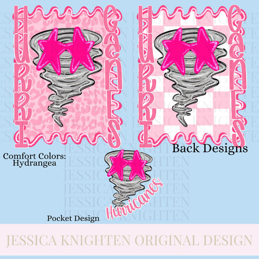 Hurricanes Preppy Team PNG Transparent Digital Football Pink Trendy Mascot Glitter Checkered Cheetah Popular Pocket Back Spirit School