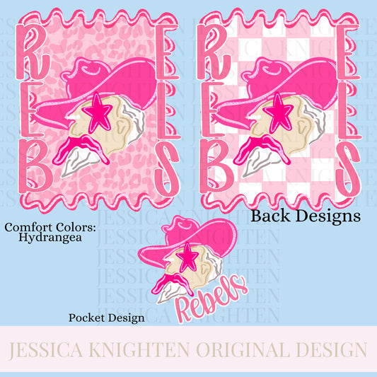 Rebels Preppy Team PNG Transparent Digital Football Pink Trendy Mascot Glitter Checkered Cheetah Popular Pocket Back Spirit School