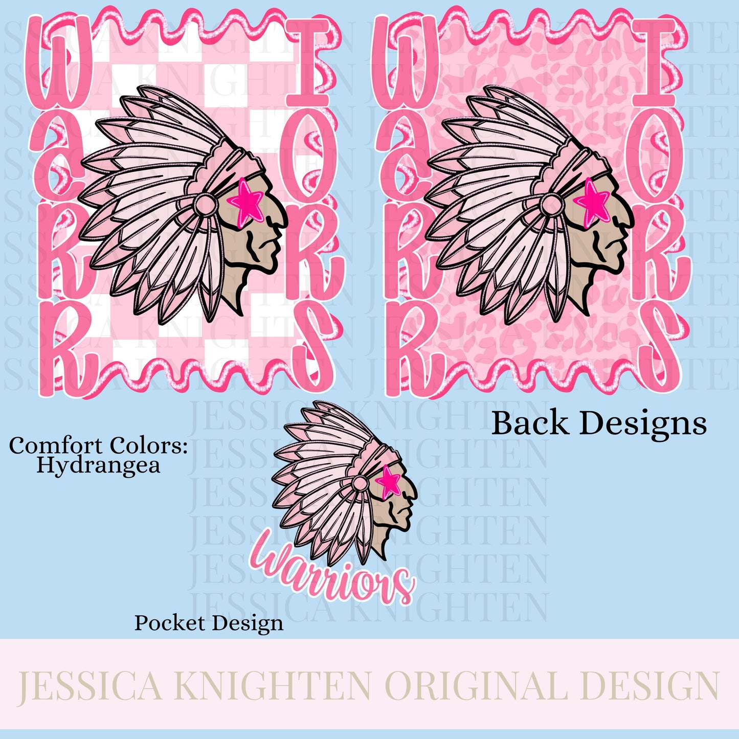 Warriors Preppy Team PNG Transparent Digital Football Pink Trendy Mascot Glitter Checkered Cheetah Popular Pocket Back Spirit School