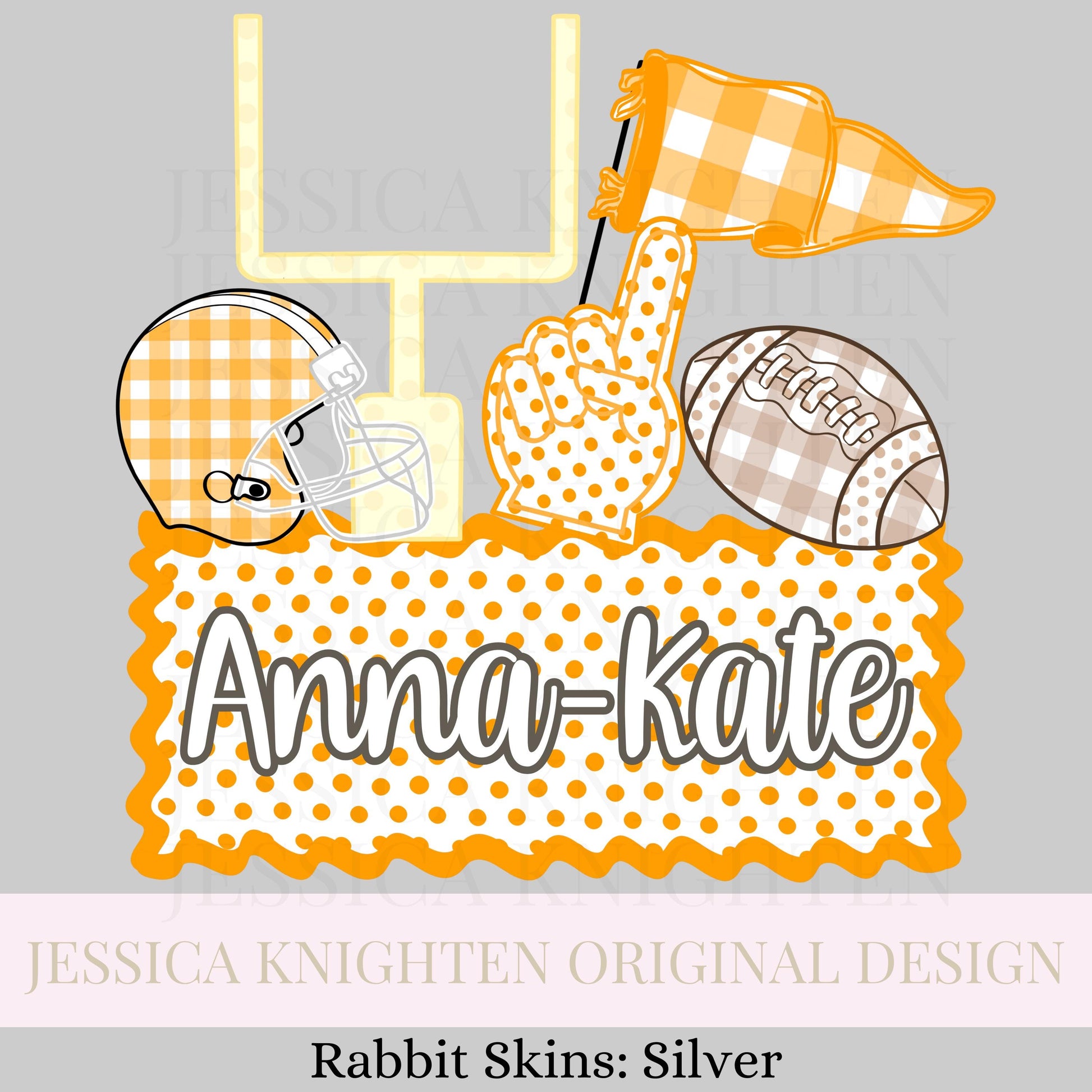 Name Block Football PNG Digital Design Trendy File Kid Design Children Prep Boys Plate Ric Rac Swiss Dot Back Season Best Seller Orange