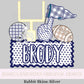 Name Block Football PNG Digital Design Trendy File Kid Design Children Prep Boys Plate Ric Rac Swiss Dot Back Season Best Seller Navy