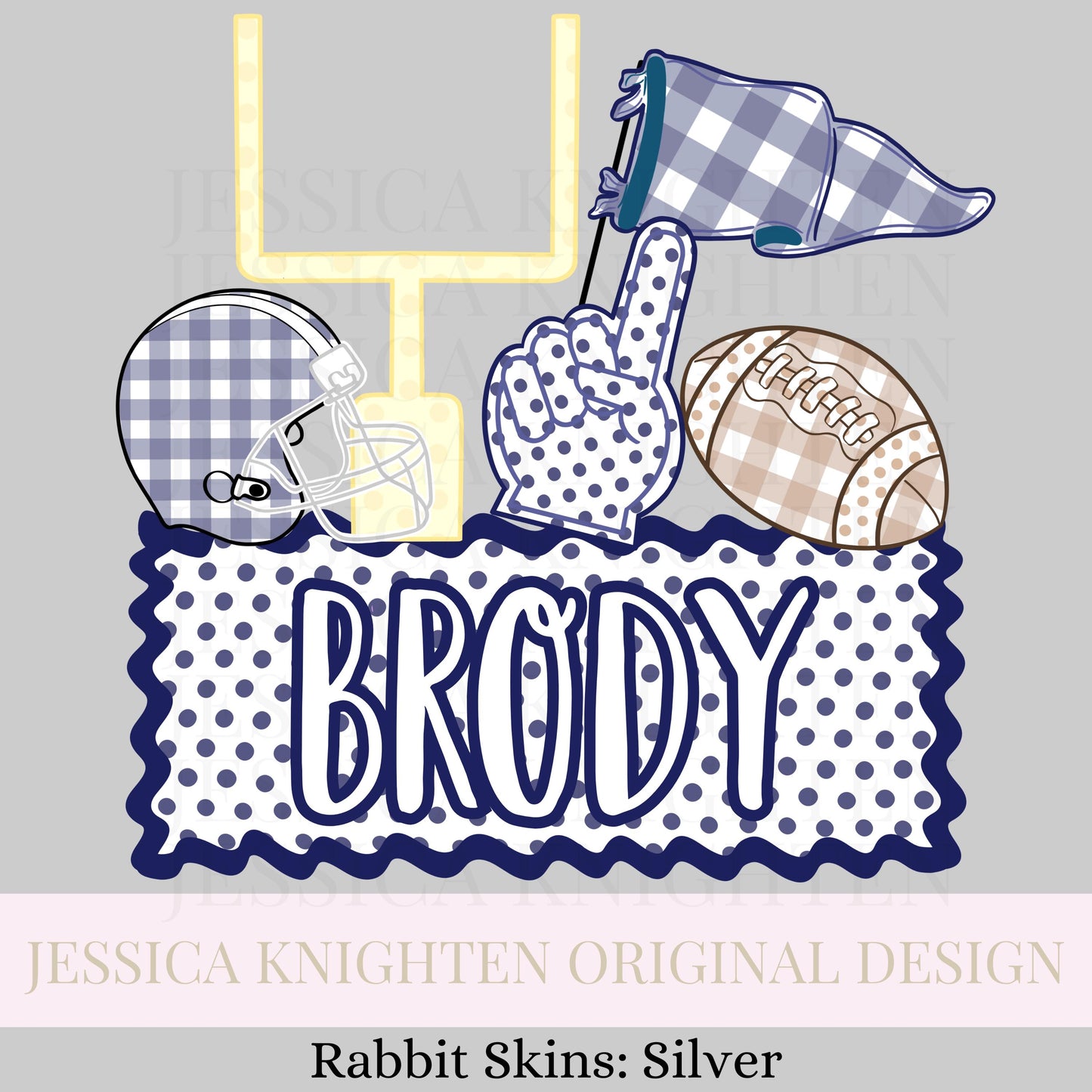 Name Block Football PNG Digital Design Trendy File Kid Design Children Prep Boys Plate Ric Rac Swiss Dot Back Season Best Seller Navy