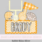 Name Block Football PNG Digital Design Trendy File Kid Design Children Prep Boys Plate Ric Rac Swiss Dot Back Season Best Seller Orange