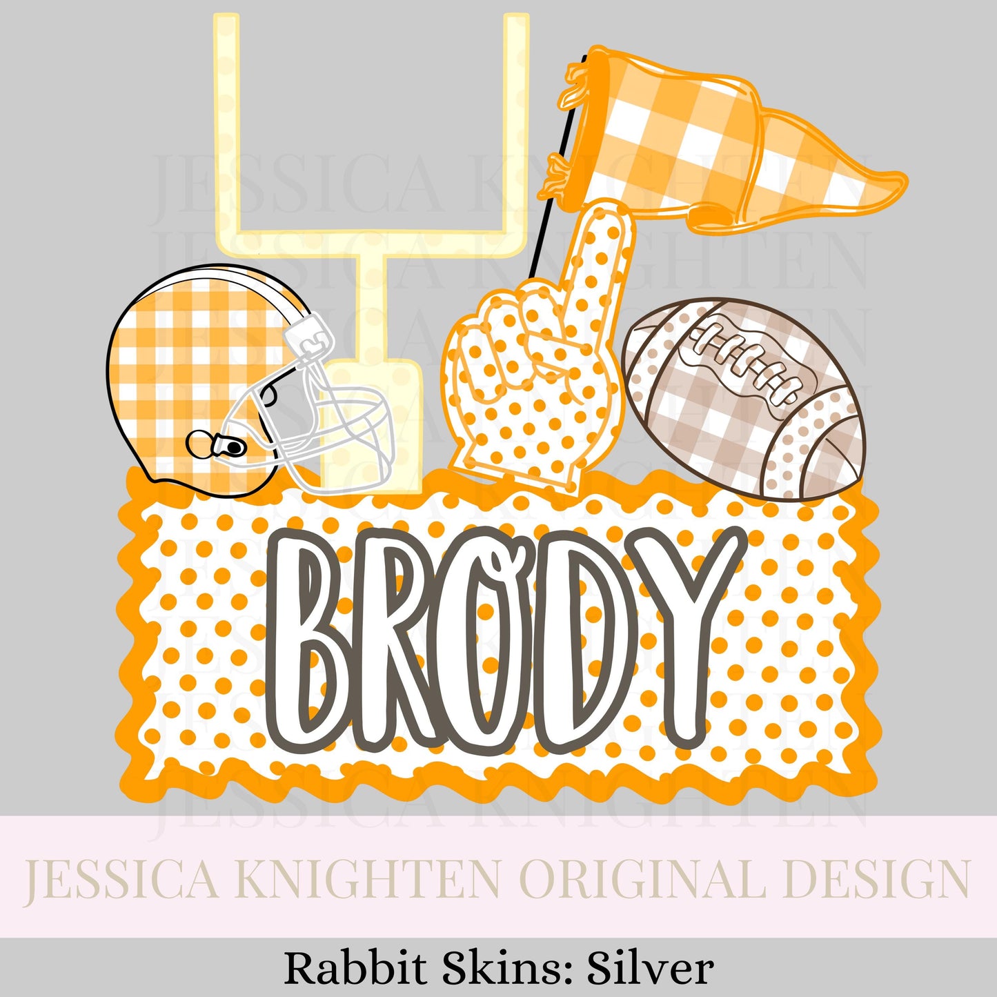 Name Block Football PNG Digital Design Trendy File Kid Design Children Prep Boys Plate Ric Rac Swiss Dot Back Season Best Seller Orange