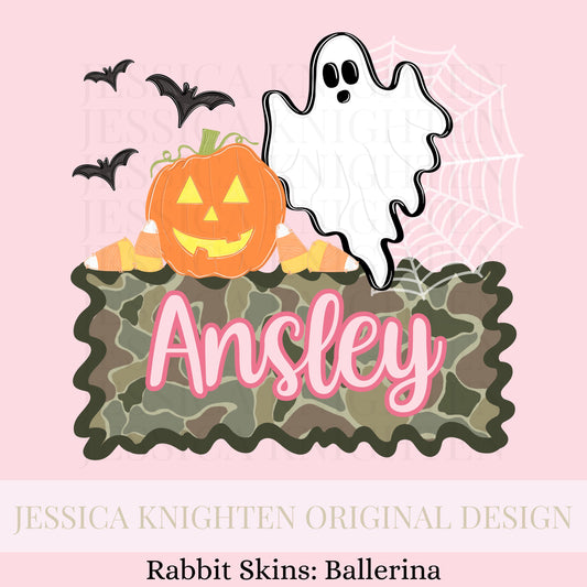 Name Block Halloween Camo PNG Digital Design Trendy File Kid Design Children Prep Plate Ric Rac Season Best Seller Pink Blue Unisex Boy Girl