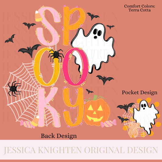 Spooky Halloween PNG Digital Design Trendy File Kid Adult Design Children Prep Girly Front Ghost Gingham Preppy Pink Candy Pumpkin Boo