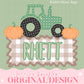 Name Block Swiss Dot Tractor PNG Digital Design Trendy File Kid Design Children Prep Plate Gingham Stripe Pumpkin Custom