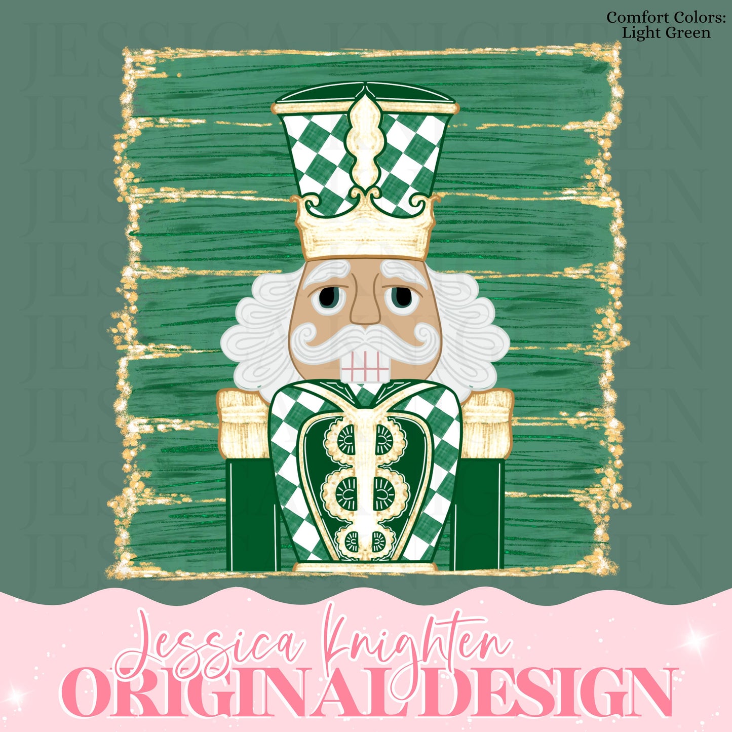 Emerald Checker Design Trendy Pink Preppy Nutcracker Crest Bow Jolly Merry Stripe Print Png Hand Drawn Custom Tree Gold Glitter Trendy