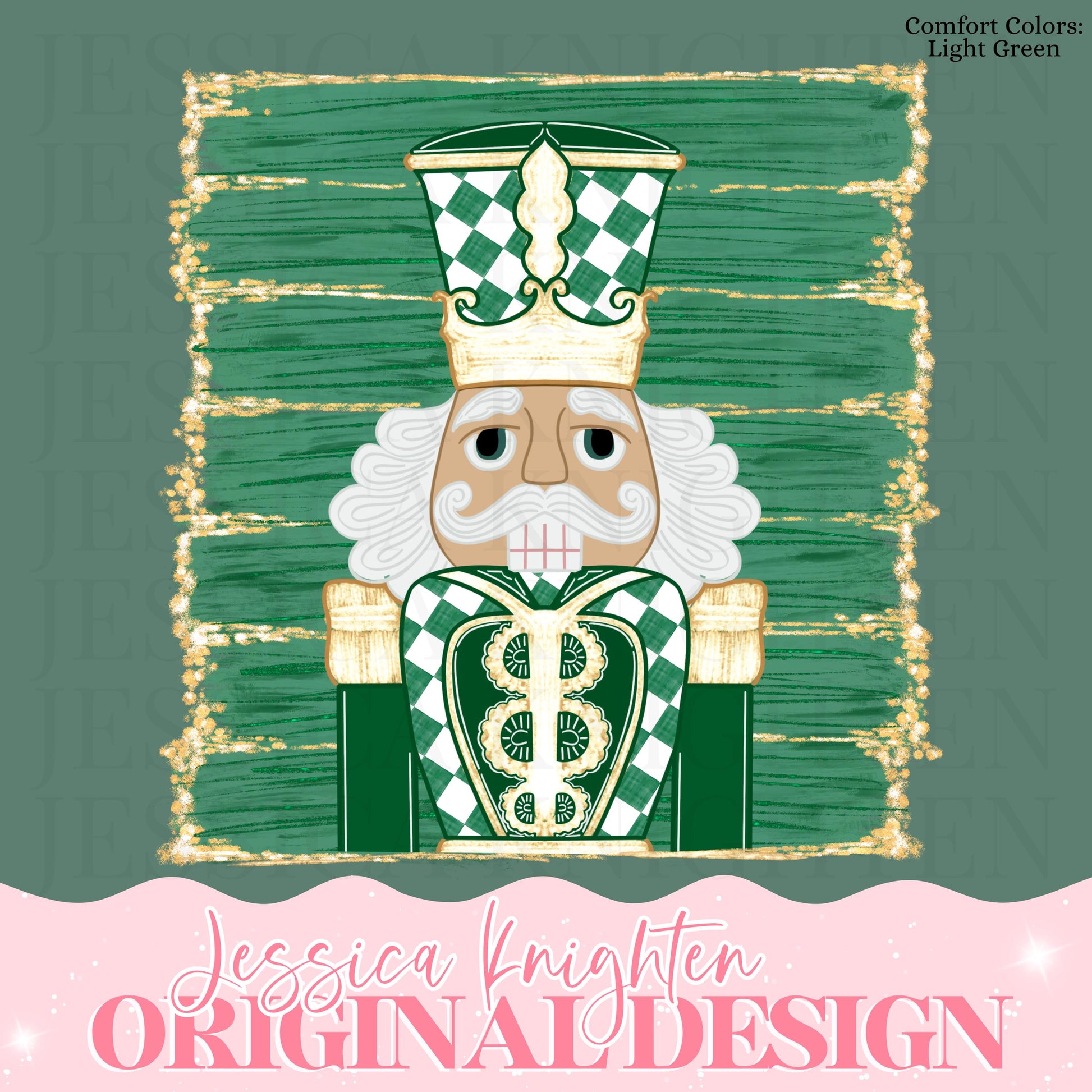 Emerald Checker Design Trendy Pink Preppy Nutcracker Crest Bow Jolly Merry Stripe Print Png Hand Drawn Custom Tree Gold Glitter Trendy