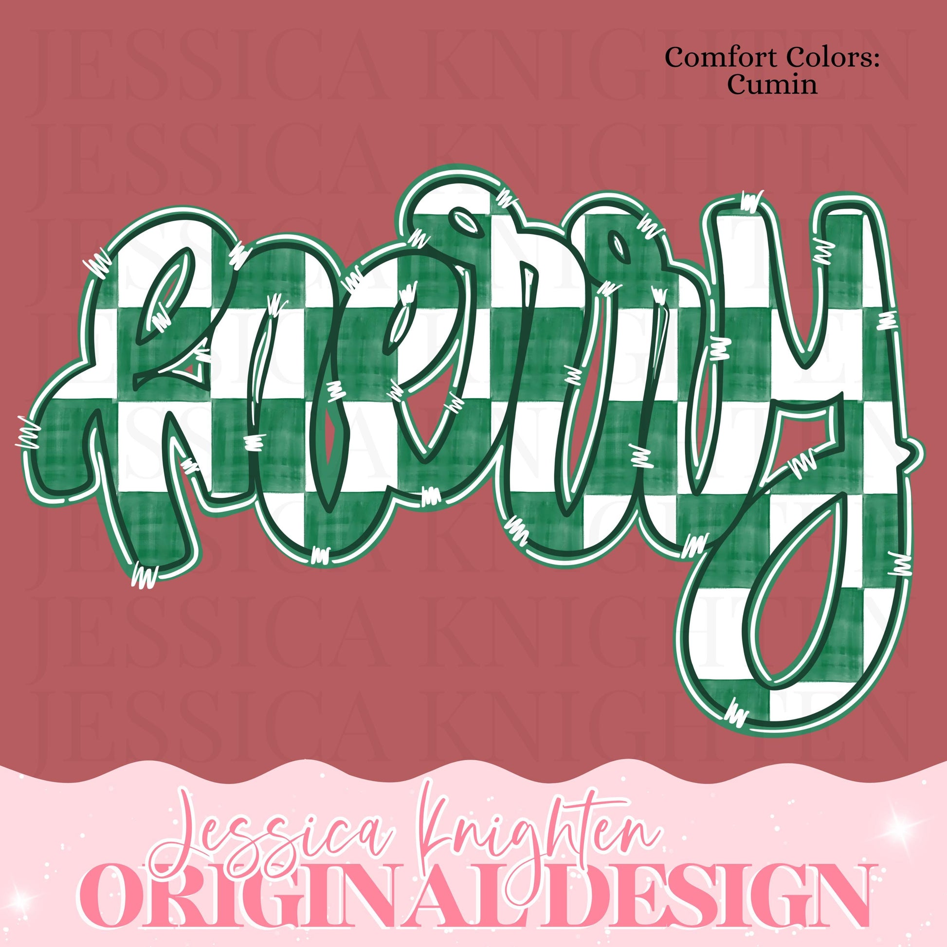 Emerald Checker Design Trendy Pink Preppy MerryCrest Bow Jolly Merry Stripe Print Png Hand Drawn Custom Tree Gold Glitter Trendy