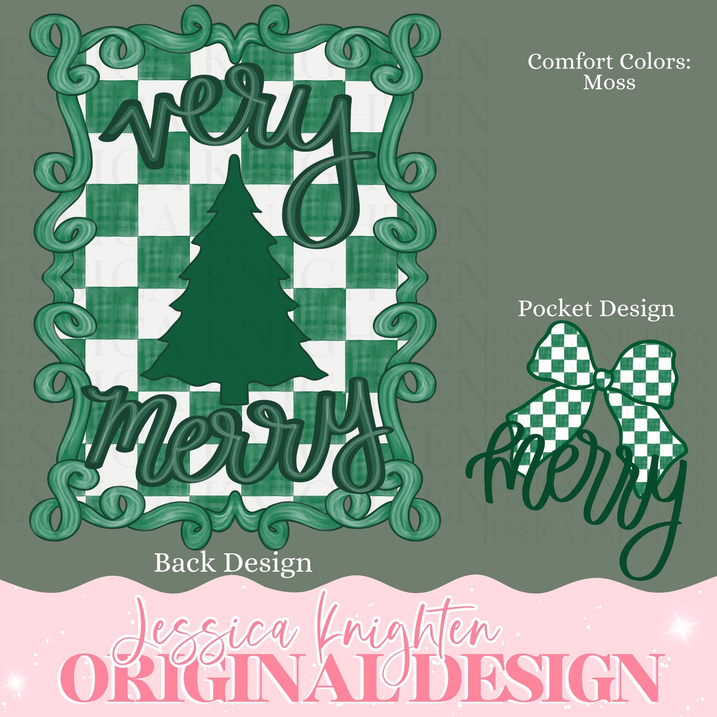 Emerald Merry Christmas Checker Design Trendy Pink Preppy Nutcracker Crest Bow Jolly Merry Stripe Print Png Hand Drawn Tree Gold Glitter