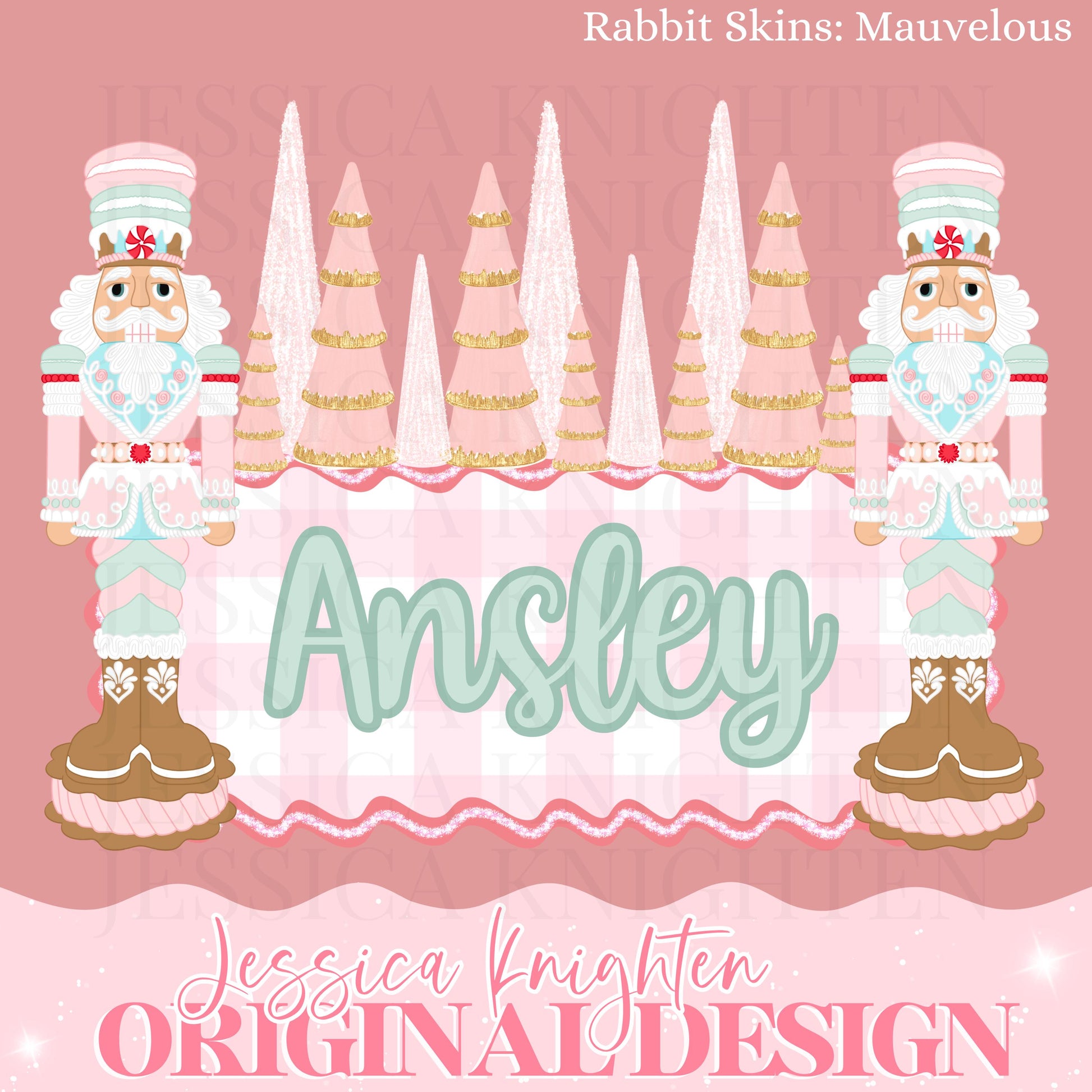 Sugar Plum Coquette Collection Name Plate Design Trendy Pink Preppy Nutcracker Crest Bow Jolly Merry Stripe Print Png Hand Drawn Custom