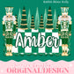 Emerald Name Plate Checker Design Trendy Pink Preppy Nutcracker Crest Bow Jolly Merry Stripe Print Png Hand Drawn Custom Tree Gold Glitter