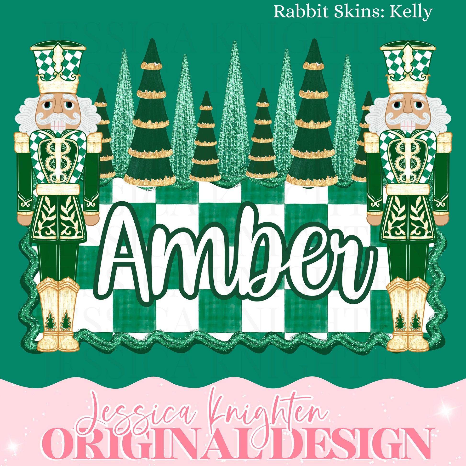 Emerald Name Plate Checker Design Trendy Pink Preppy Nutcracker Crest Bow Jolly Merry Stripe Print Png Hand Drawn Custom Tree Gold Glitter