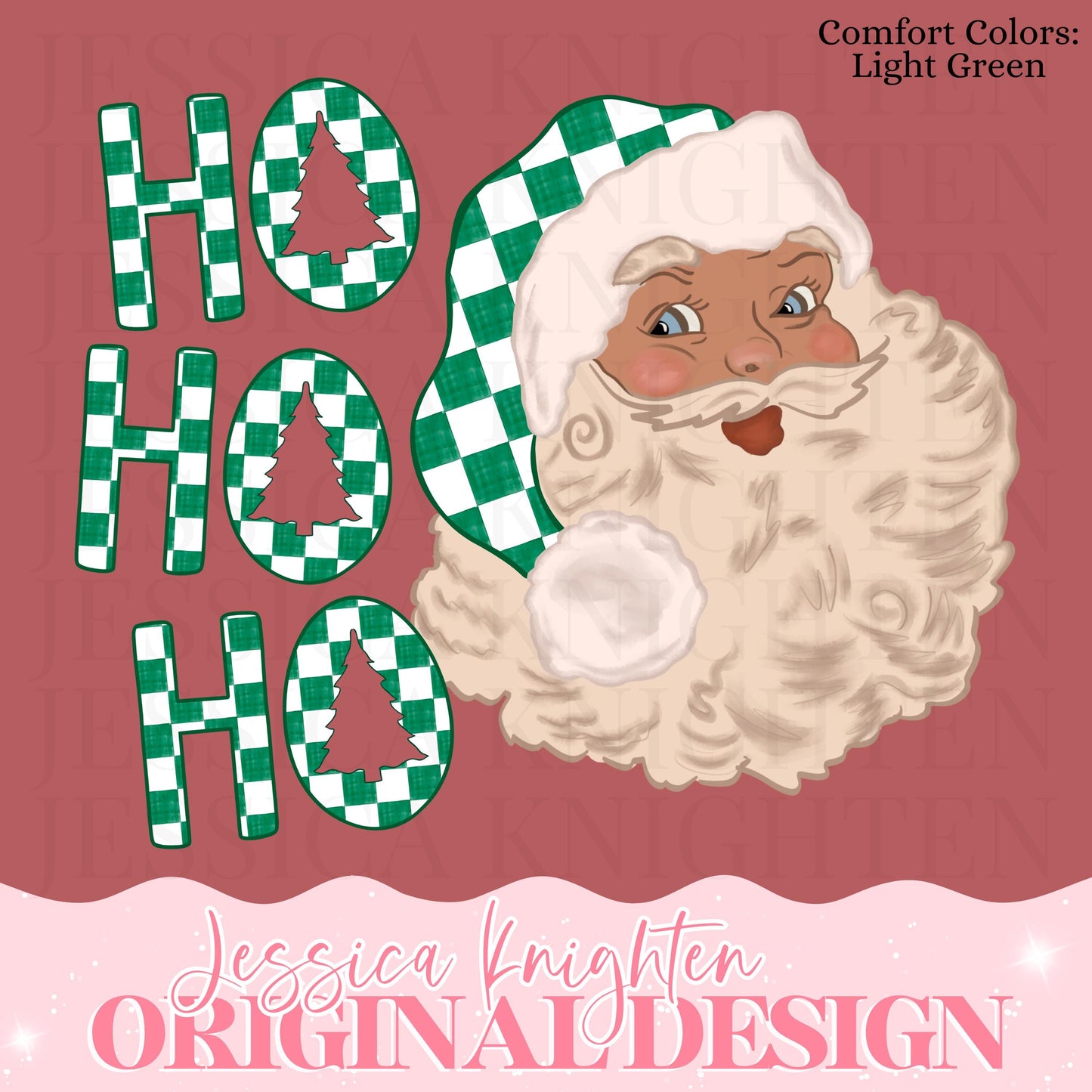 Emerald Checker Design Trendy Pink Preppy Merry Santa Bow Jolly Merry Stripe Print Png Hand Drawn Custom Tree Gold Glitter Trendy