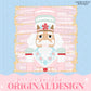 Preppy Pink Design Trendy Pink Nutcracker Crest Bow Jolly Merry Stripe Print Png Hand Drawn Custom Tree Gold Glitter Trendy Christmas