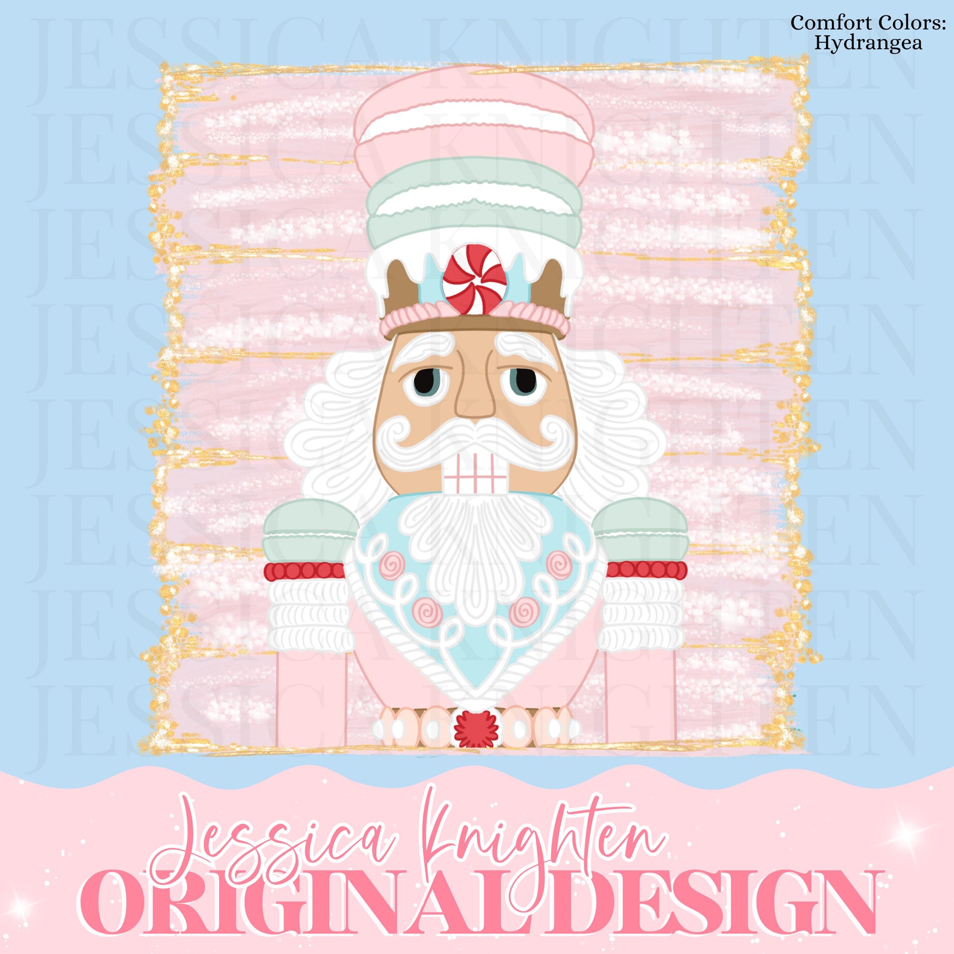 Preppy Pink Design Trendy Pink Nutcracker Crest Bow Jolly Merry Stripe Print Png Hand Drawn Custom Tree Gold Glitter Trendy Christmas