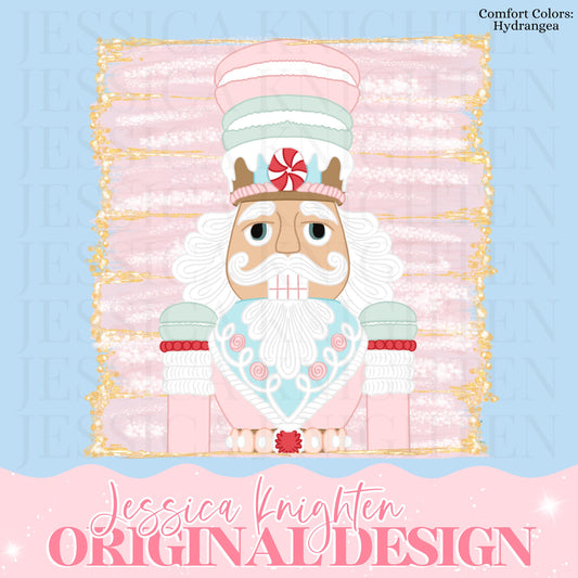 Preppy Pink Design Trendy Pink Nutcracker Crest Bow Jolly Merry Stripe Print Png Hand Drawn Custom Tree Gold Glitter Trendy Christmas