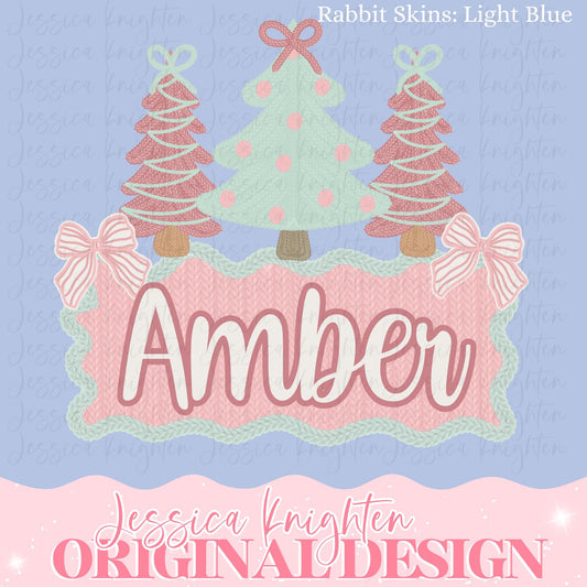 Cozy Crochet Stitched Faux Preppy Christmas PNG Trendy Holidays Ho Ho Ho Jolly Vibes Holly Merry Bright December File Sew Name Plate