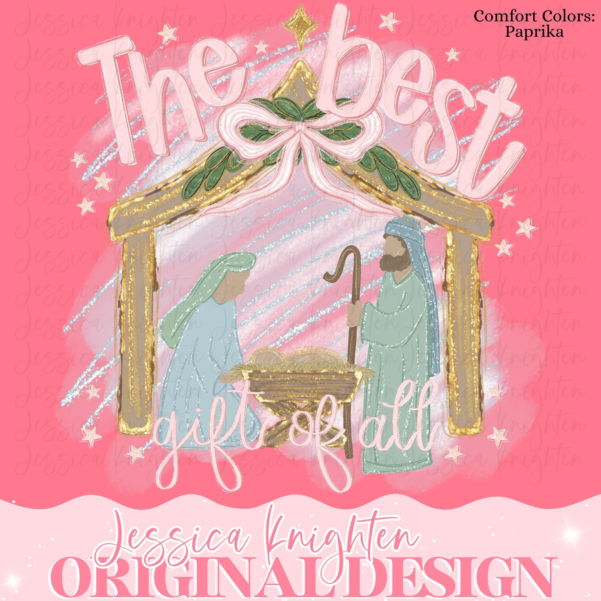 The Best Gift of All Deals Christmas PNG Hand Drawn Trendy Jolly Merry Bright Holly Checker Nativity Jesus The Reason Christian