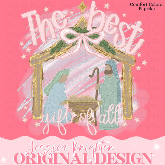 The Best Gift of All Deals Christmas PNG Hand Drawn Trendy Jolly Merry Bright Holly Checker Nativity Jesus The Reason Christian