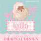 Pink Santa Bow Coquette Glitter Name Plate Design Trendy Pink Preppy Nutcracker Crest Bow Jolly Merry Stripe Print Png Christmas Custom