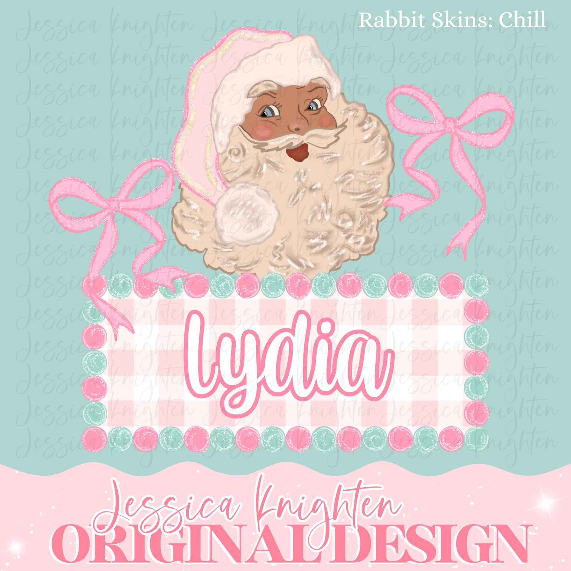 Pink Santa Bow Coquette Glitter Name Plate Design Trendy Pink Preppy Nutcracker Crest Bow Jolly Merry Stripe Print Png Christmas Custom