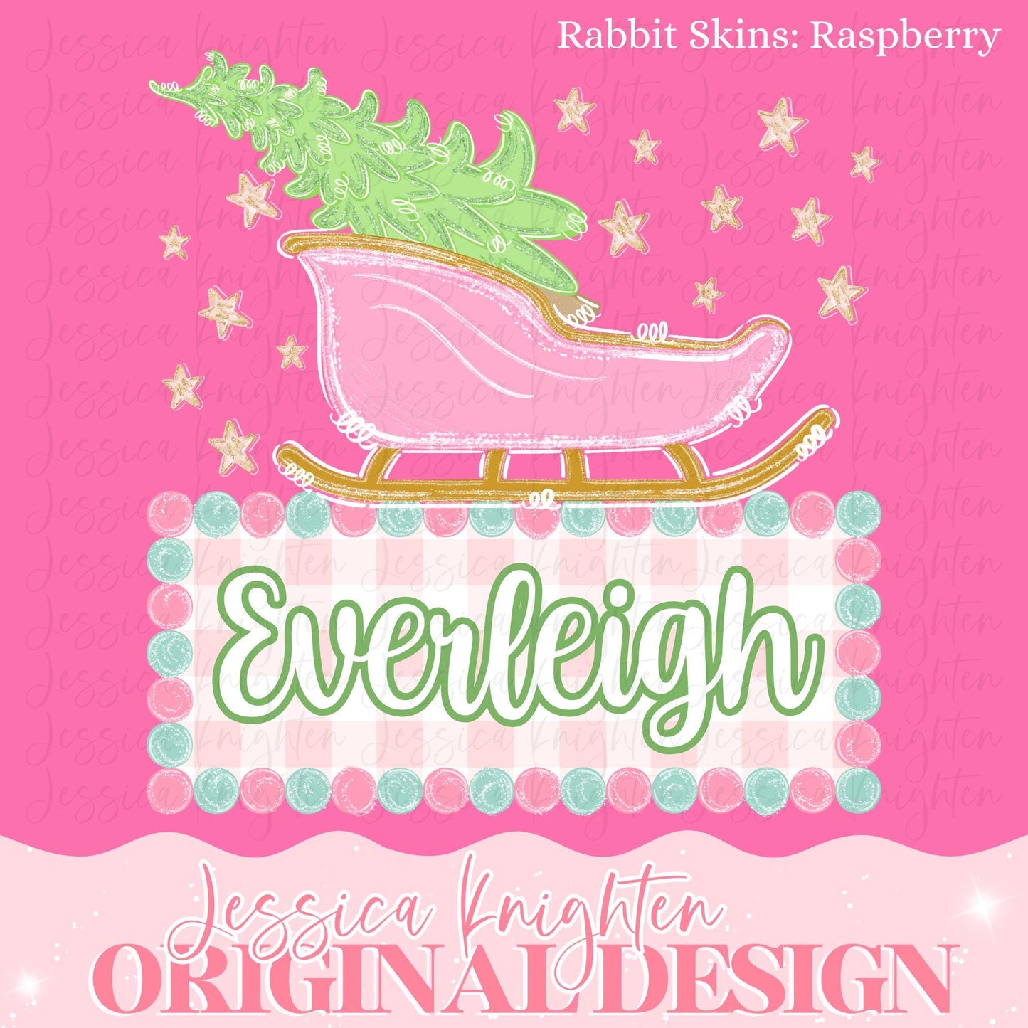 Sleigh Glitter Gingham Coquette Collection Name Plate Design Trendy Pink Preppy Crest Bow Jolly Merry Stripe Print Png Hand Drawn Custom