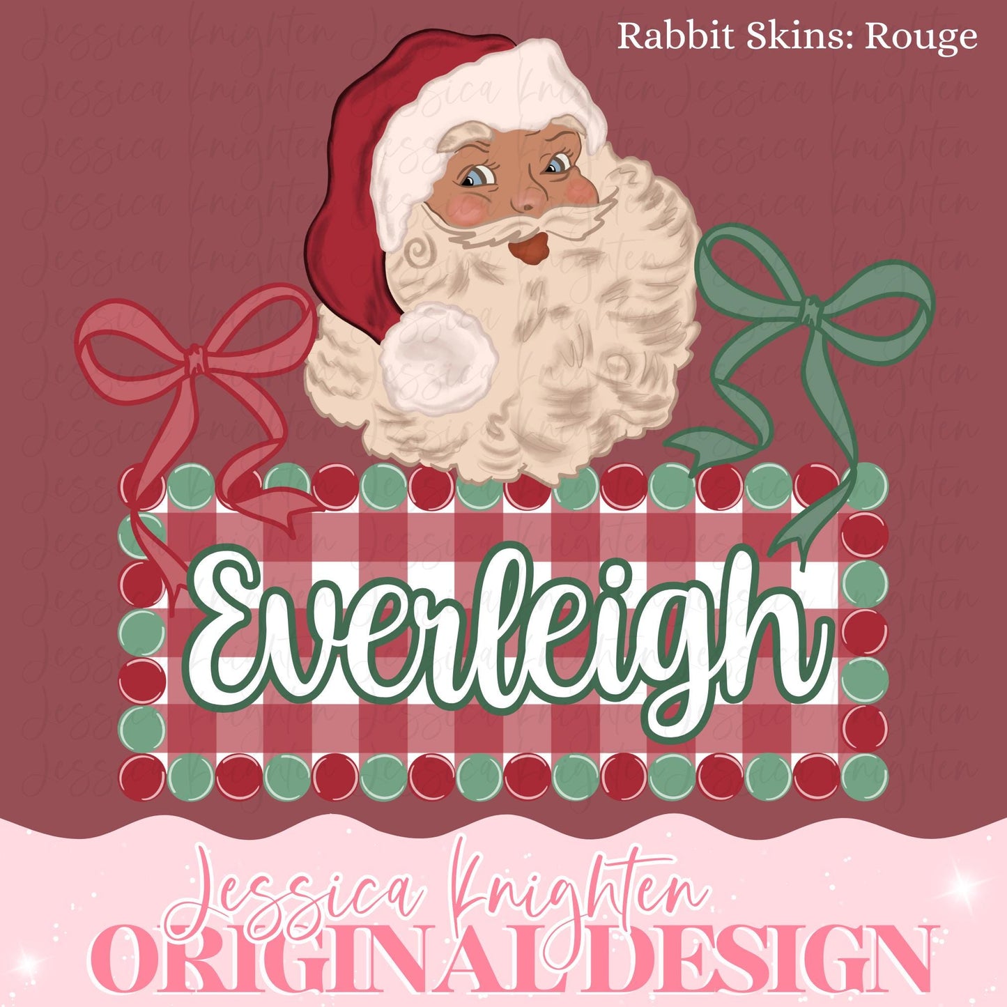 Red Santa Bow Coquette Glitter Name Plate Design Trendy Pink Preppy Nutcracker Crest Bow Jolly Merry Stripe Print Png Christmas Custom