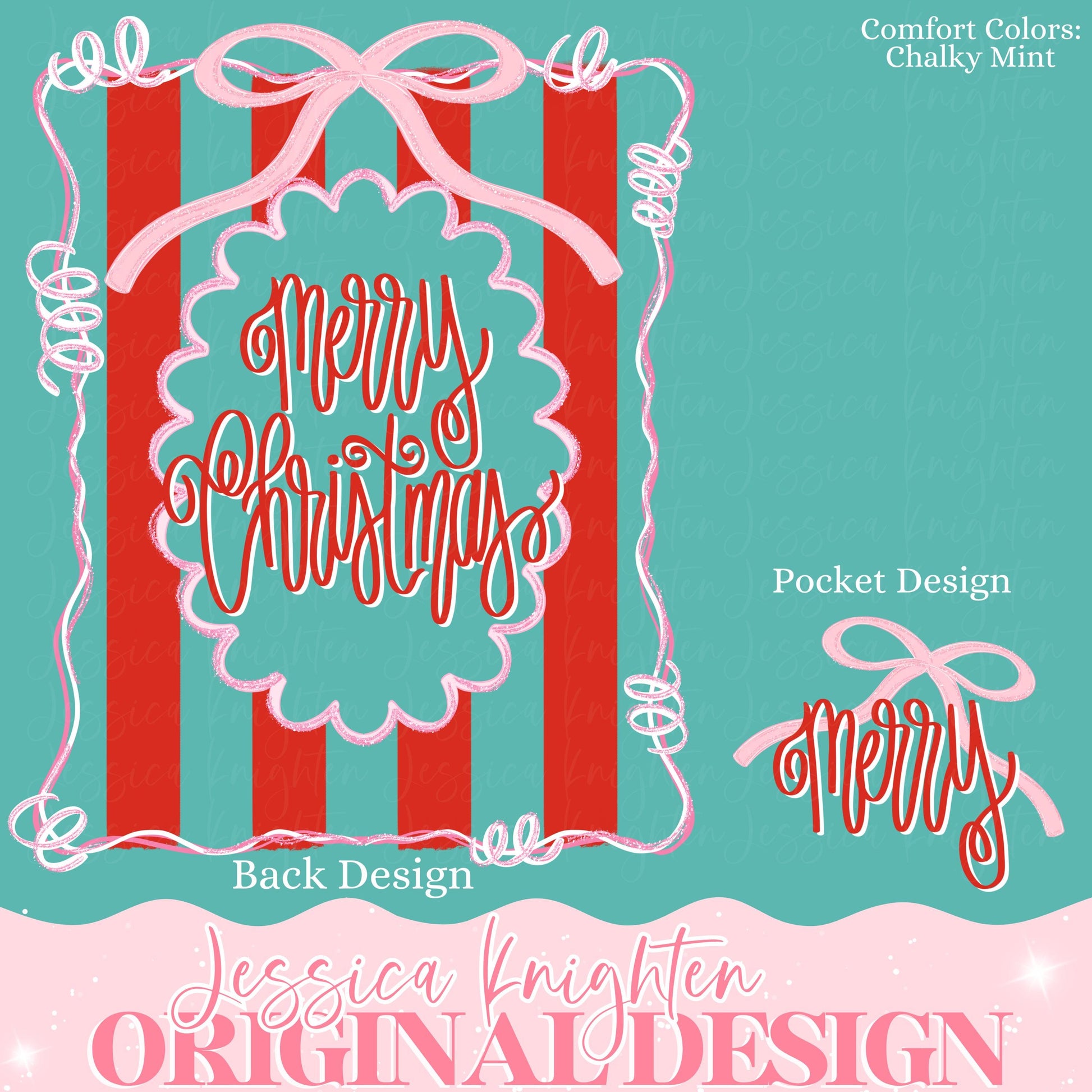 Pink Classic Bow Coquette Glitter Name Plate Design Trendy Pink Preppy Nutcracker Crest Bow Jolly Merry Stripe Print Png Christmas Stripes