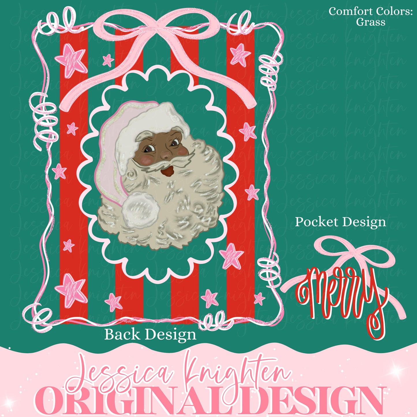 Brown Santa Bow Coquette Glitter Name Plate Design Trendy Pink Preppy Nutcracker Crest Bow Jolly Merry Stripe Print Png Christmas Stripes