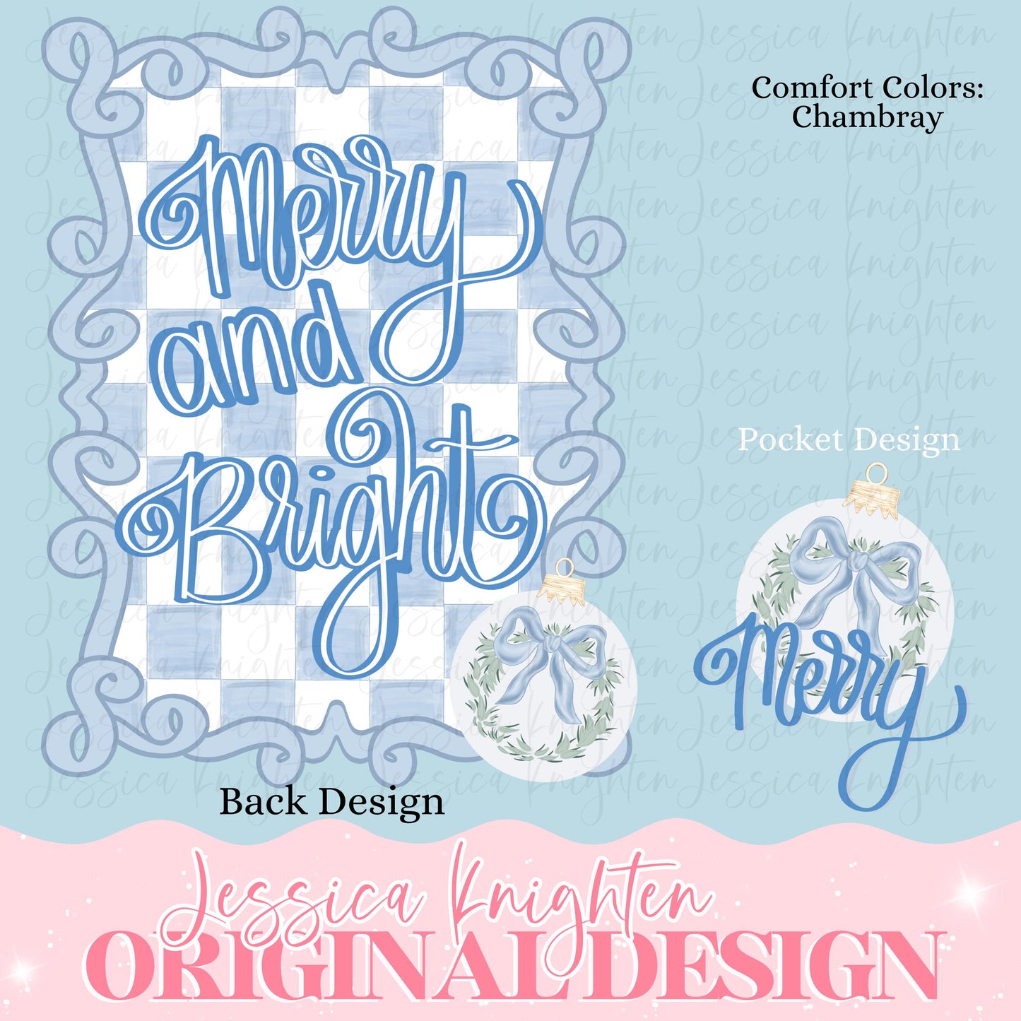 Merry and Bright Preppy Christmas PNG Trendy Jolly Chinoiserie Grandmillenial Coastal Grandmother Merry Bright Holly Checker Nutcracker