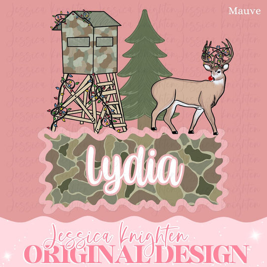 Deer Hunting Name Block PNG Digital Design Trendy File Kid Design Children Prep Plate Season Best Seller Boy Girl Call Camo Doe Christmas