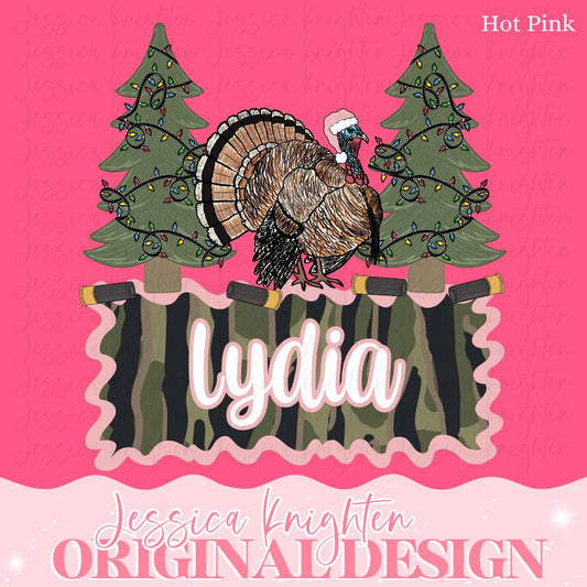 Turkey Hunting Name Block PNG Digital Design Trendy File Kid Design Children Prep Plate Season Boy Girl Gobbler Call Camo Christmas Jolly