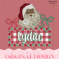 Red Santa Bow Coquette Glitter Name Plate Design Trendy Pink Preppy Nutcracker Crest Bow Jolly Merry Stripe Print Png Christmas Custom Brown