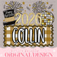 Boys New Year Eve Sublimation PNG Design Hand Drawn Happy New Year Shirt Name Plate Design Trendy Print Custom Top Hat NYE
