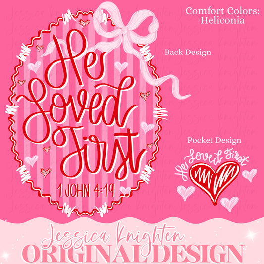 Be Mine Valentines Day Design Heart Love Sublimation DTF Trendy XoXo Adult Preppy Red Bow Inspirational Christian Jesus He Loved First