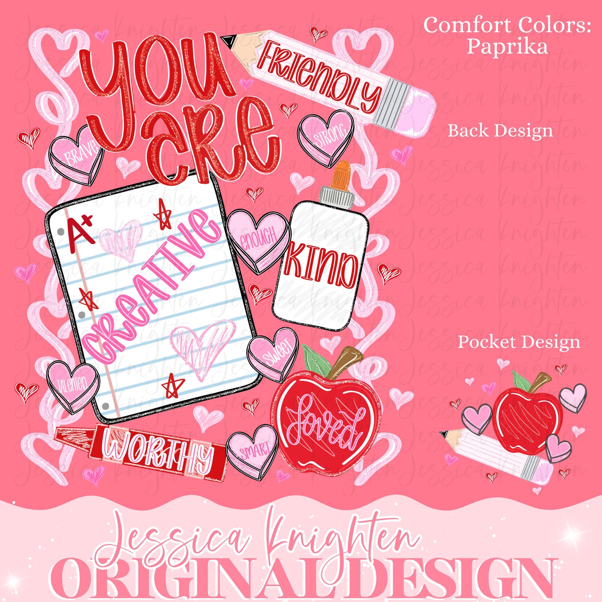 Teacher Affirmations Be Mine Valentines Day Design Heart Love Sublimation DTF Trendy XoXo Adult Preppy Red Bow Education Teaching Aid Kind