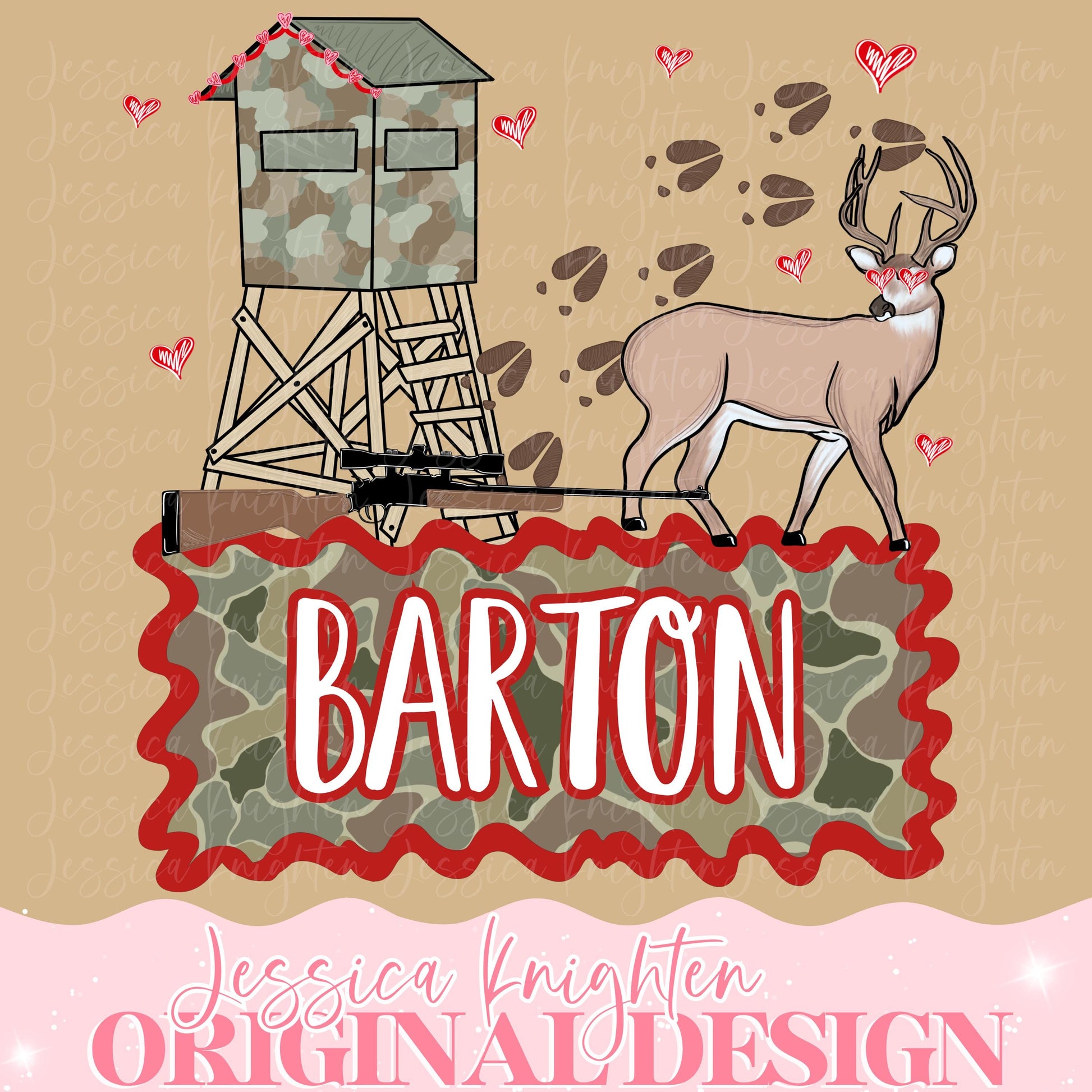 Hunting Valentines Digital Design Heart Gingham Name Plate Love Vday Kids Children Shirt PNG Personalized Sub Trendy XoXo Deer Turkey Duck