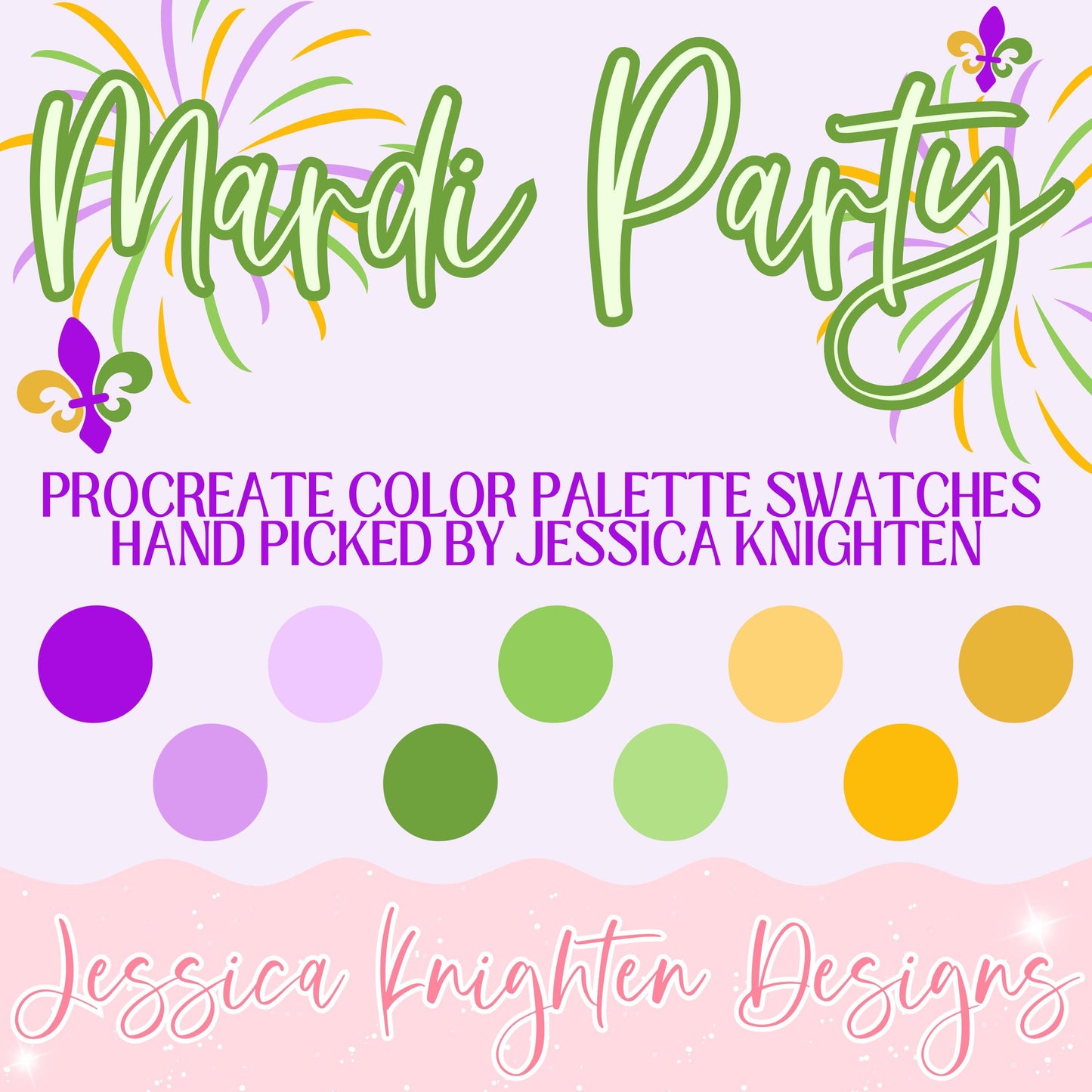 Mardi Party Procreate Color Palette Swatches Art Pretty iPad Illustration Hughes Bright Trendy Preppy Colorful File Digital