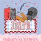 Welder Boys Valentines Design Heart Gingham Name Plate Love Kids Children Shirt PNG Personalized Sub Trendy XoXo Powerline Blue Collar