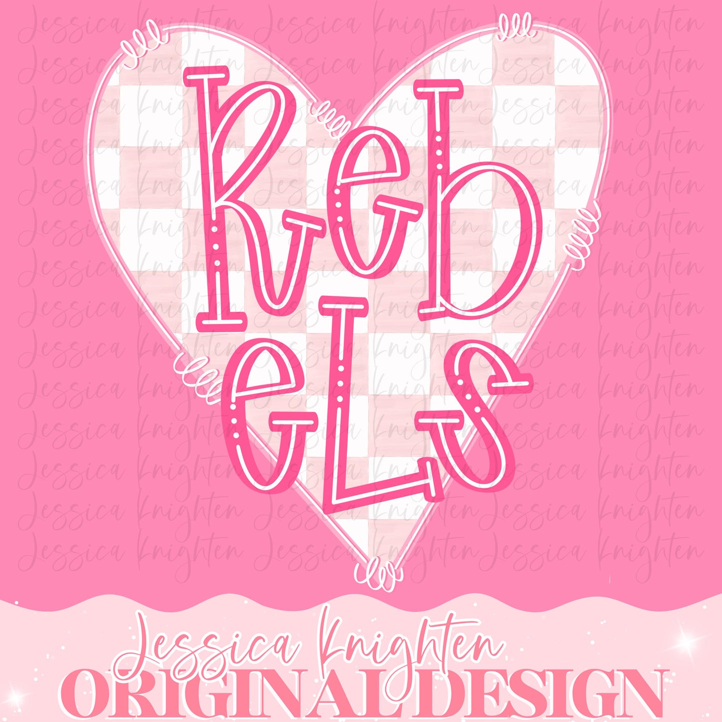 Rebels Mascot Letter Preppy Pink Valentines Football Team Go PNG Sublimation File Glitter Gold DTF Print Digital Unique Trendy Checkered