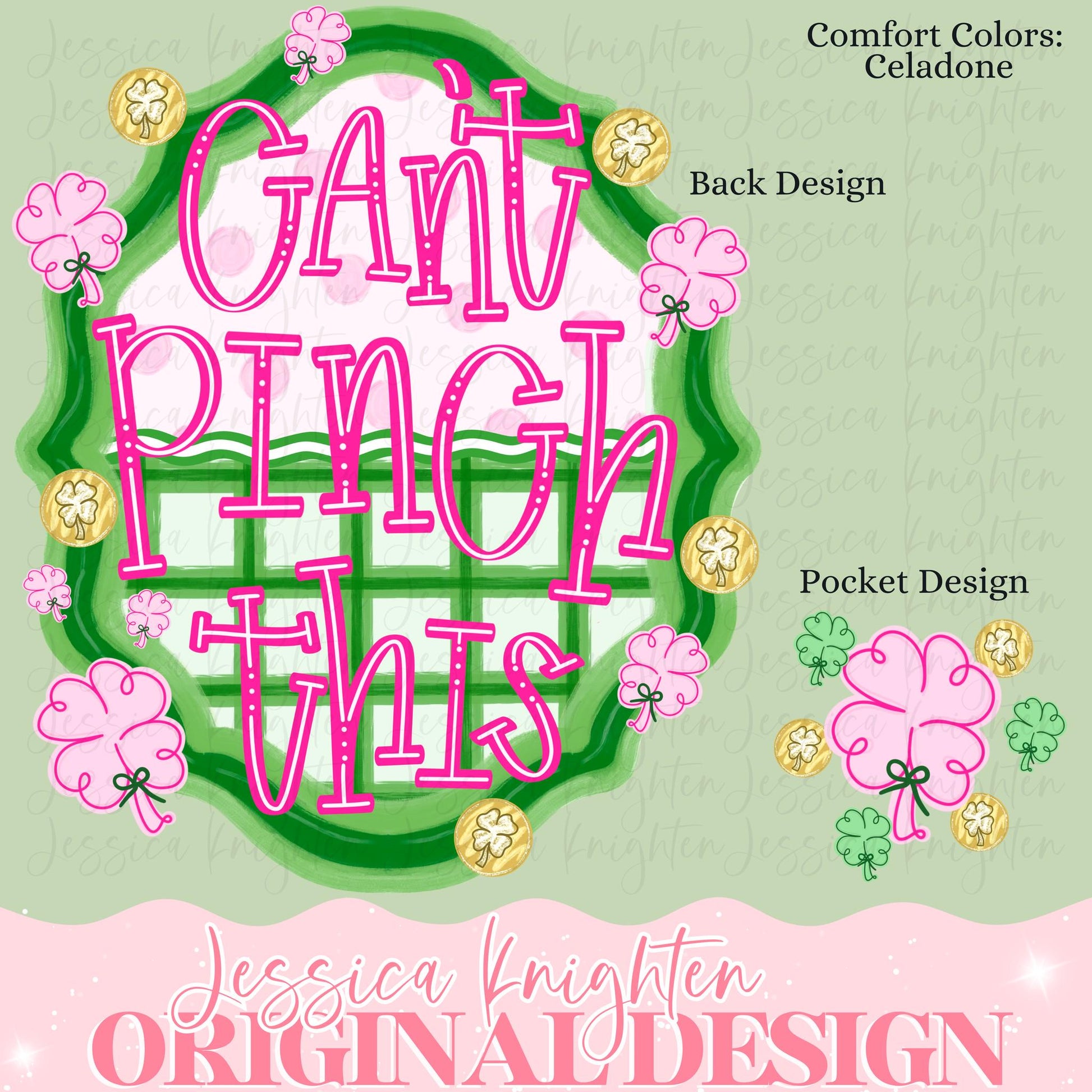 St Patty's Patricks Day PNG Pinch Me Pink Green Lucky Saint Shamrock Irish Gingham Preppy Trendy Bow Coquette Luck Hand Drawn DTF Sublimate