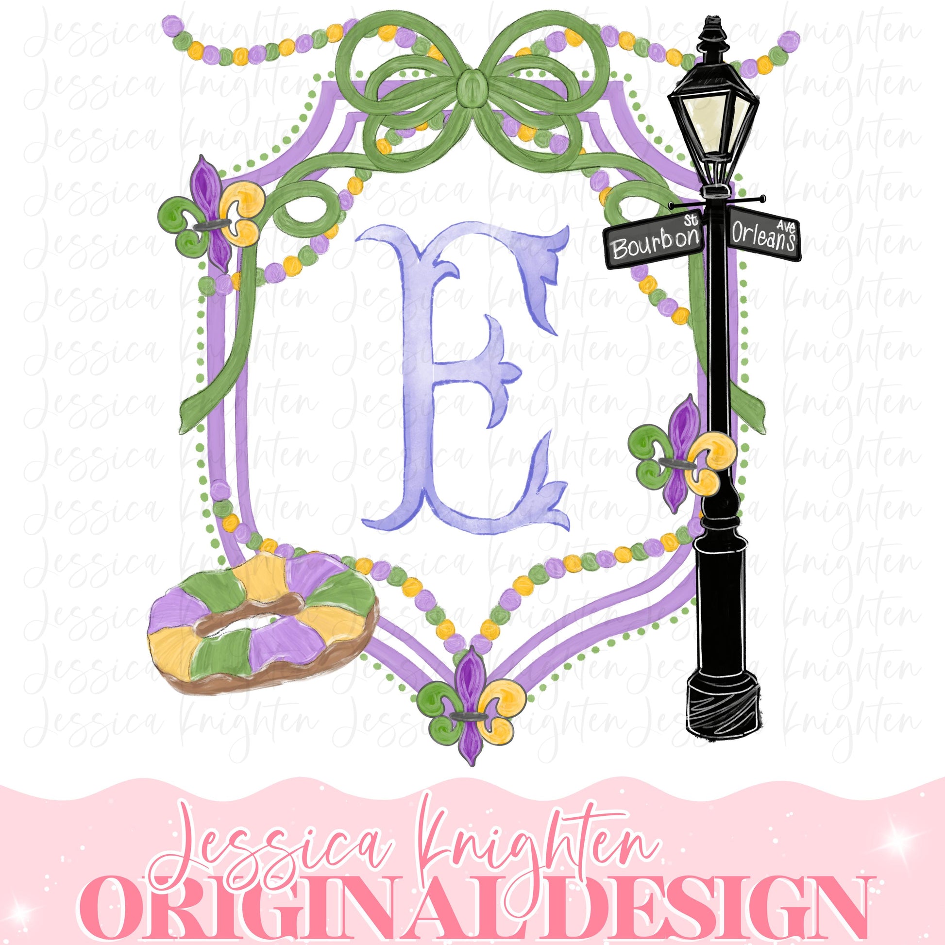Mardi Gras Hand Drawn PNG Party Digital Download Towel Design Shirt Original Unique DTF Sublimation Design Fleur De Lis King Cake Door Crest